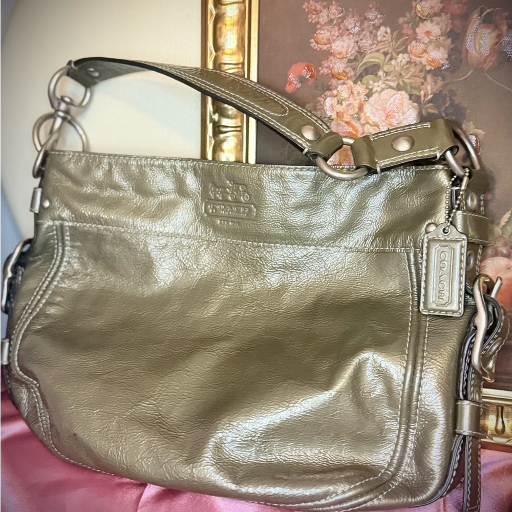 Mid 2000’’s Coach Leather Hobo Shoulder Bag – Olive Green Calf Leather